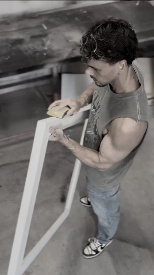 Sanding the frame