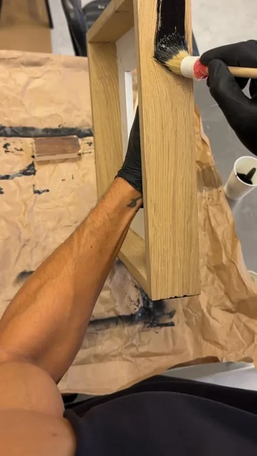Staining the oak in walnut
